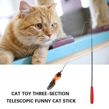 Load image into Gallery viewer, Feather Teaser Cat Toy Retractable Cat Feather Toy Wand
