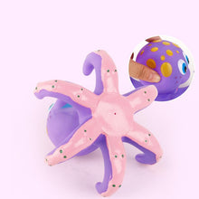 Load image into Gallery viewer, Floating Purple Octopus with 3 Hoopla Rings
