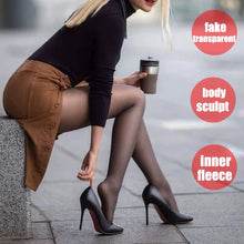 Load image into Gallery viewer, Flawless Legs Fake Translucent Warm Plush Lined Elastic Tights
