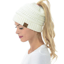 Load image into Gallery viewer, Soft Knit Ponytail Beanie
