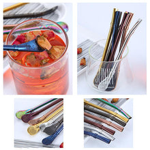 Load image into Gallery viewer, Coffee Spoon Stainless Steel Drinking Straw
