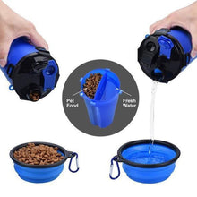 Load image into Gallery viewer, 2-in-1 Pet Travel Water &amp; Food Bottle with Foldable Bowl
