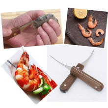 Load image into Gallery viewer, Stainless steel shrimp tool with wooden handle
