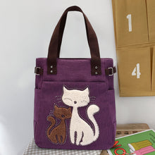 Load image into Gallery viewer, Large Capacity Cat Printing Canvas Shoulder Bag
