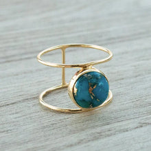 Load image into Gallery viewer, Natural Turquoise Gold Ring
