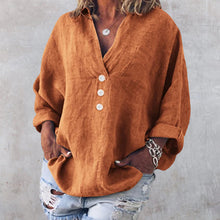 Load image into Gallery viewer, Cotton Linen Lapel Loose Shirt
