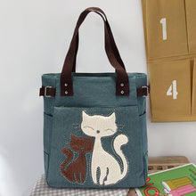 Load image into Gallery viewer, Large Capacity Cat Printing Canvas Shoulder Bag
