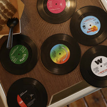 Load image into Gallery viewer, Vinyl Record Coasters with Retro Vinyl Player Holder
