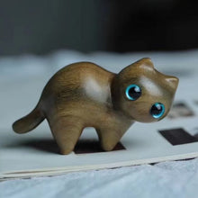 Load image into Gallery viewer, Handmade Wood Carved Cats Decoration
