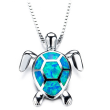 Load image into Gallery viewer, Blue Opal Sea Turtle Necklace
