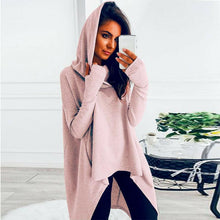 Load image into Gallery viewer, Solid Color Long-Sleeved Irregular Hooded Sweater
