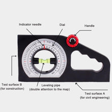 Load image into Gallery viewer, Slope Horizontal Vertical Angle Bevel Protractor Declinometer
