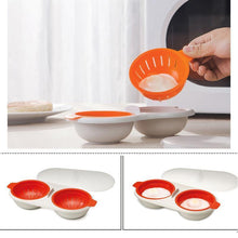 Load image into Gallery viewer, Microwave Egg Poacher Food Grade, 2-Cup Portable Egg Cooker
