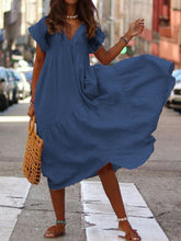 Load image into Gallery viewer, Women Vintage V Neck Maxi Dress
