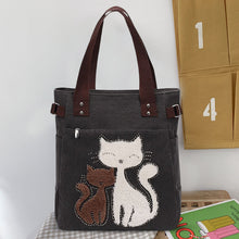 Load image into Gallery viewer, Large Capacity Cat Printing Canvas Shoulder Bag
