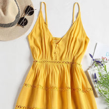Load image into Gallery viewer, Hollow Out A Line Cami Dress - Yellow
