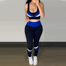 Load image into Gallery viewer, Colorblock Crop Top &amp; High Waist Pants &amp; Hooded Coat Set
