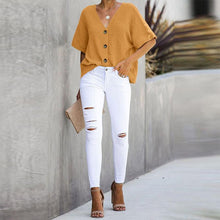 Load image into Gallery viewer, V-neck Short sleeve Loose Shirts
