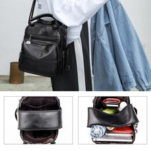 Load image into Gallery viewer, Multifunction leather backpack for women
