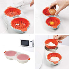 Load image into Gallery viewer, Microwave Egg Poacher Food Grade, 2-Cup Portable Egg Cooker
