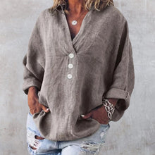Load image into Gallery viewer, Cotton Linen Lapel Loose Shirt
