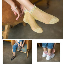 Load image into Gallery viewer, Harajuku Vintage Glitter Silver Women's socks
