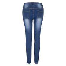 Load image into Gallery viewer, Fashionable denim tripped jeans
