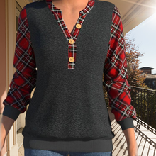Load image into Gallery viewer, Sweater with Checkerboard Pattern and Buttons
