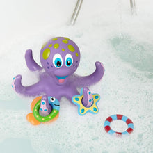 Load image into Gallery viewer, Floating Purple Octopus with 3 Hoopla Rings
