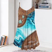 Load image into Gallery viewer, Zipper Print Spaghetti Strap Dress

