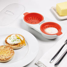 Load image into Gallery viewer, Microwave Egg Poacher Food Grade, 2-Cup Portable Egg Cooker
