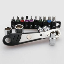 Load image into Gallery viewer, 16pc Multi Purpose Mini Ratchet Wrench Bit Set
