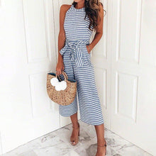 Load image into Gallery viewer, Women Summer Striped Sleeveless Back Zipper Jumpsuits

