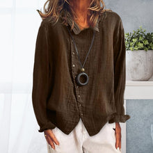 Load image into Gallery viewer, Solid Color Cotton Linen Lapel Shirt
