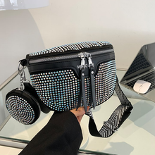 Load image into Gallery viewer, Fashion Rhinestone PU Leather Waist Bag
