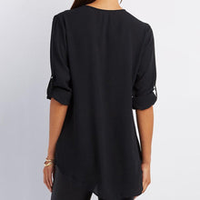 Load image into Gallery viewer, V Neck Zipper Patchwork Plain Blouses
