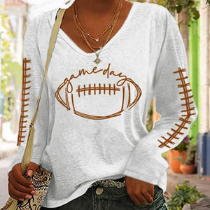 Women's Gameday Football Lover Casual Long-Sleeve T-Shirt