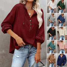Load image into Gallery viewer, V-Neck Long Sleeve Loose Sports Hoodie
