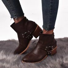 Load image into Gallery viewer, Women Round Toe Med Vintage Short Boots
