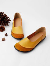 Load image into Gallery viewer, Women Large Size Split Leather Panel Flats
