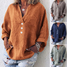 Load image into Gallery viewer, Cotton Linen Lapel Loose Shirt
