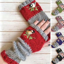 Load image into Gallery viewer, Warm Patchwork Embroidered Gloves

