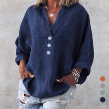 Load image into Gallery viewer, Cotton Linen Lapel Loose Shirt
