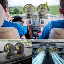 Load image into Gallery viewer, Dual Head Car Auto Cooling Air Circulator Fan
