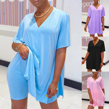 Load image into Gallery viewer, V-Neck Dress &amp; Shorts Set
