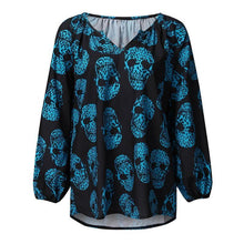 Load image into Gallery viewer, Halloween New Women&#39;s Casual Printing V-neck Long-Sleeved Shirt
