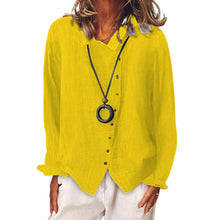 Load image into Gallery viewer, Solid Color Cotton Linen Lapel Shirt
