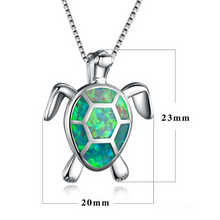 Load image into Gallery viewer, Blue Opal Sea Turtle Necklace
