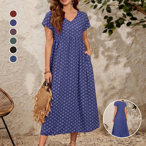 Short Sleeve V Neck Dress