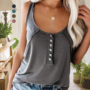 Sleeveless Solid Color Casual Shirt